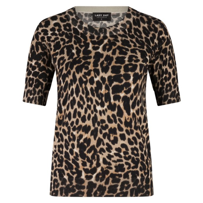 Lady Day Pullover Sage Zwart Leopard print